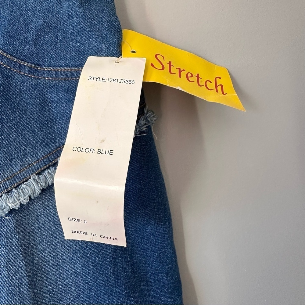 Y2K Ultra Pink Vintage Deadstock NWT Denim Skirt Frayed Hem Chevron Raw Edge - Picture 9 of 16